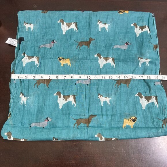 Joy Susan Teal Dog Print Scarf – 100% Cotton, 1000% Cute - Summer Fun - Picture 8 of 8